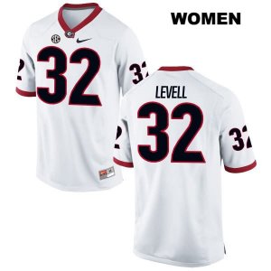 Women's Georgia Bulldogs NCAA #32 Kyle Levell Nike Stitched White Authentic College Football Jersey PKK1254SM